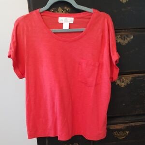 C&C California Coral Red Short Sleeve Pocket Tee